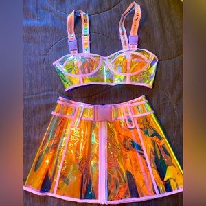 Dolls Kills Dream Crusher Clear Bra and Skirt Set